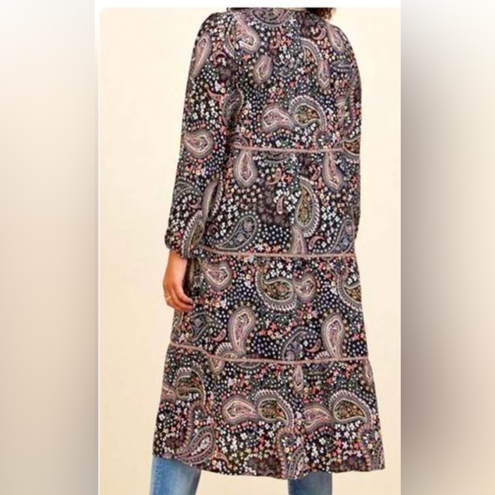 Torrid Embroidered Tiered Maxi Open Front Kimono Size 2X Gypsy Boho Cottagecore - Picture 2 of 9